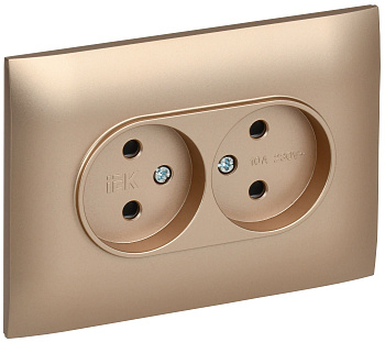 SKANDY Розетка 2-местная без заземления без защитных шторок 10А в сборе SK-R10Sa песочный IEK
