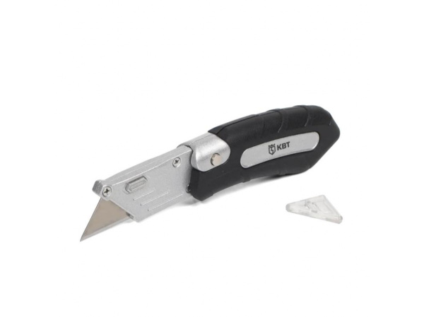 Нож строительный монтажный складной с двухсторонним трапециевидным лезвием НСМ-20 КВТ