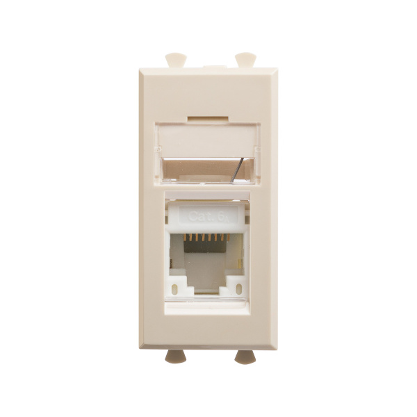 Компьютерная розетка RJ-45 модульная, кат.6А, "Avanti", "Ванильная дымка", 1 модуль DKC