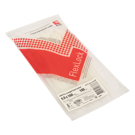 Хомут P6,6 стандартный (б), 4,6x160 (100шт) FlexLock PROxima EKF