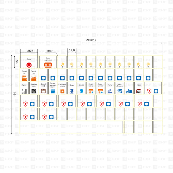 Комплект модульных наклеек большой с инд, ШК (164х299) PROxima EKF