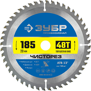 Чисторез 185 x 20мм 48Т, диск пильный по дереву (B) ЗУБР