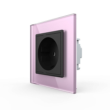 Розетка Livolo 1 пост Черная с розовой рамкой VL-C7C1EU-12/17