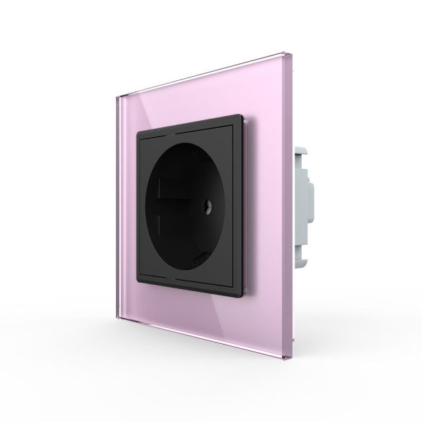 Розетка Livolo 1 пост Черная с розовой рамкой VL-C7C1EU-12/17
