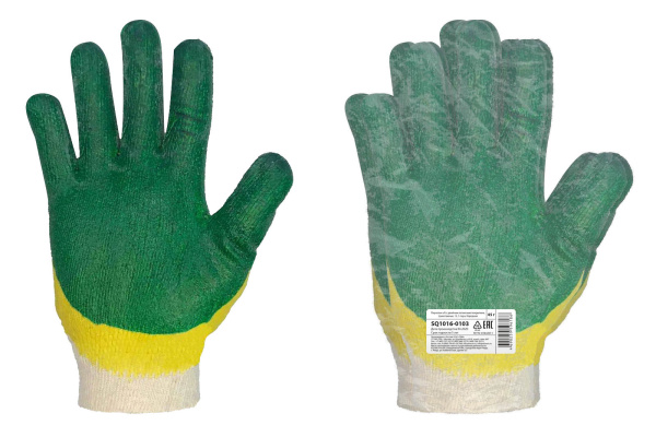 Перчатки х/б с двойным латексным покрытием, трикотажные, 13, 1 пара, Народная