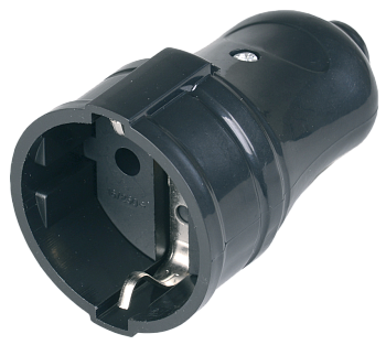 Розетка разборная прямая РПп10-02-Ст с заземляющим контактом 16А черная IEK