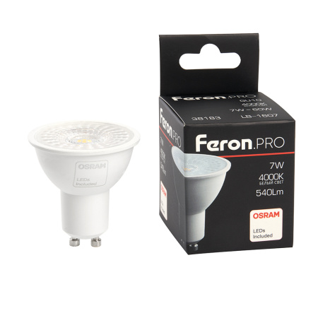 Лампа светодиодная Feron.PRO LB-1607 GU10 7W 4000K (угол рассеивания 110°)