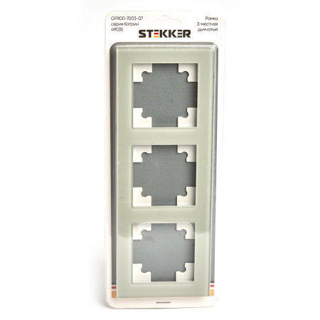 Рамка 3-местная, стекло, STEKKER GFR00-7003-07, серия Катрин, дымчатый