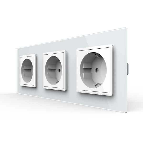 Розетка 3 модуля Белая Livolo Розетка 3 модуля Белая Livolo