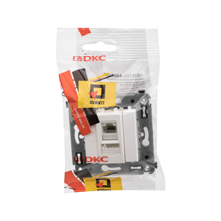 Компьютерная розетка RJ-45 в стену, кат.6 одинарная,"Avanti", "Белое облако" DKC