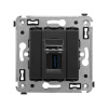 USB 3.0 розетка одинарная в стену, тип А-А, "Avanti", "Черный матовый" DKC