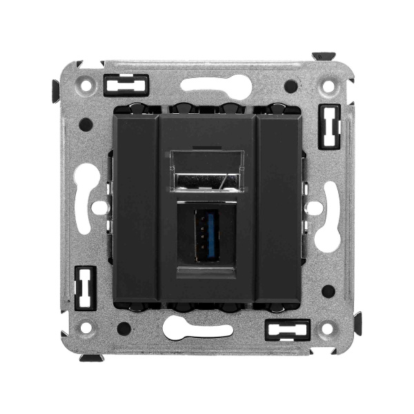 USB 3.0 розетка одинарная в стену, тип А-А, "Avanti", "Черный матовый" DKC USB 3.0 розетка одинарная в стену, тип А-А, "Avanti", "Черный матовый" DKC