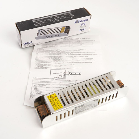 Блок питания для светодиодной ленты 60W 12V (драйвер), LB009 Feron