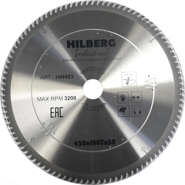 Диск пильный Industrial Дерево 450*50*100Т HW453 Hilberg