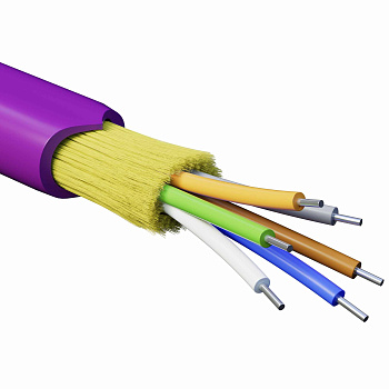 Кабель волоконно-оптич., расп.,арамидные упр.нити, внутр., нг(А)-HF, 6 ОВ, категория OM4(G.651.1) плотный буфер, 0,4 кН, барабан 2000 м DKC