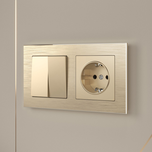 Розетка с заземлением (шампань) СУ IP20 Werkel