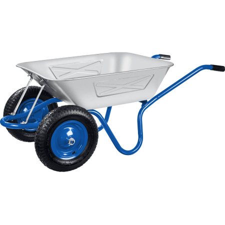 Строительная двухколесная тачка ПТ-350 усиленная 130 л 280 кг цельная рама ЗУБР