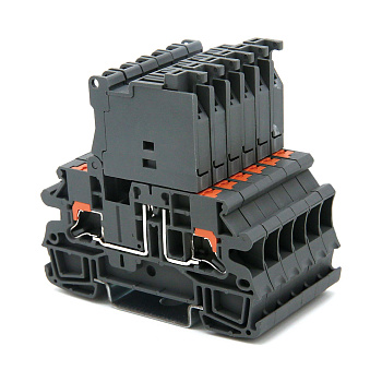 Клемма для предохранителя, зажим Push-in, 2 точки подключения, индикация 250В, 4 кв.мм, серая DKC