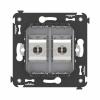 Компьютерная розетка RJ-45 без шторки в стену, кат.6А двойная экранированная, "Avanti", "Закаленная сталь" DKC