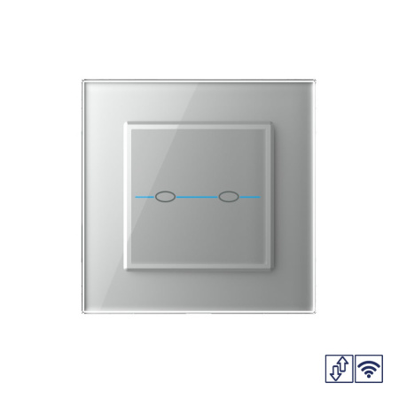 Сенсорный радиоуправляемый выключатель для жалюзи Quadro 2 клавиши 1 модуль Серый Livolo