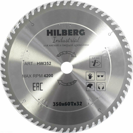 Диск пильный Industrial Дерево 350*32*60Т HW352 Hilberg