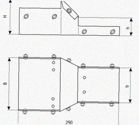 Лоток переходной замковый ЛПЗ 400х60-100х100 УХЛ1 горячее цинкование, S1,5