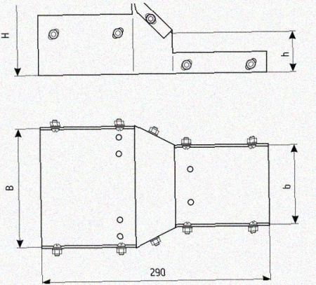 Лоток переходной замковый ЛПЗ 300х200-100х100 УХЛ1, горячее цинкование, S1,5