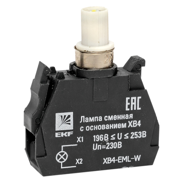 Лампа сменная c основанием XB4 белая 230В EKF PROxima