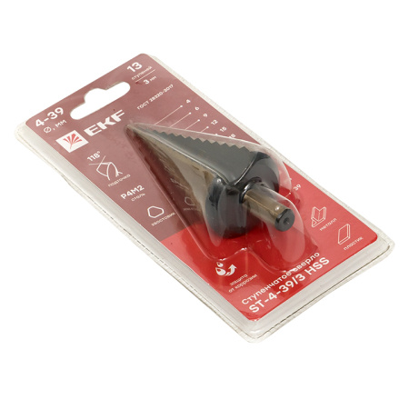 Ступенчатое сверло ST-4-39/3 HSS (13 ступ,) EKF