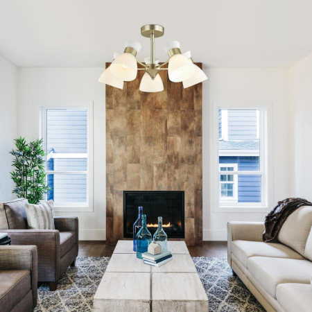 Люстра потолочная E27 5*60W 220V WILMA матовое золото LUMION