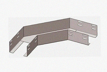Лоток угловой глухой КГГ 400х65-90 УТ1,5 поворот на 90, горячее цинкование S1,5
