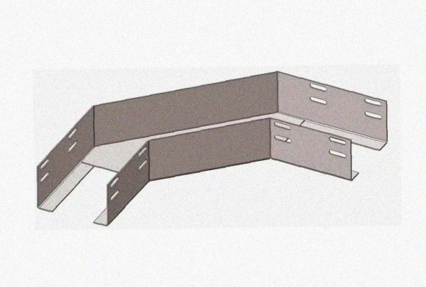 Лоток угловой глухой КГГ 400х65-90 УТ1,5 поворот на 90, горячее цинкование S1,5