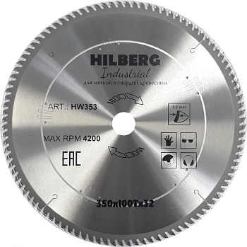 Диск пильный Industrial Дерево 350*32*100Т HW353 Hilberg