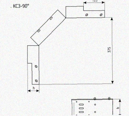 Лоток замковый перфорированный КСЗ 400х65-90 УТ1,5 для поворота трассы вниз на 90, горячее цинкование S1,2