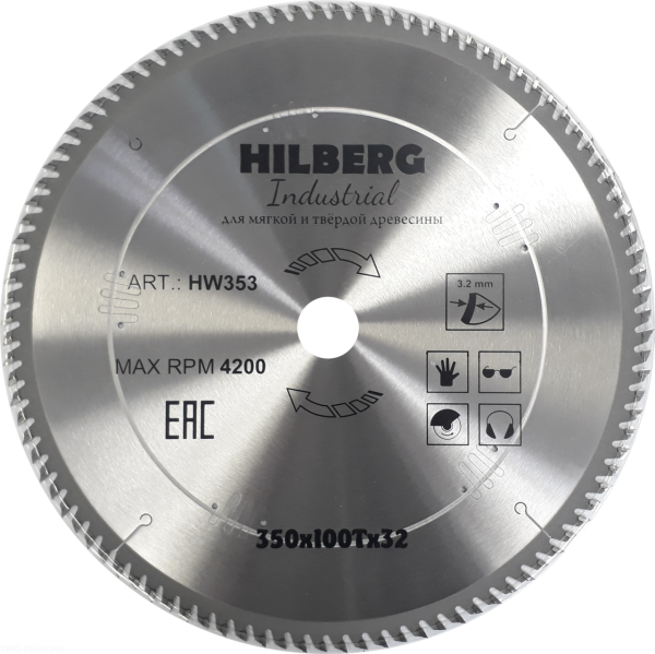 Диск пильный Industrial Дерево 350*32*100Т HW353 Hilberg