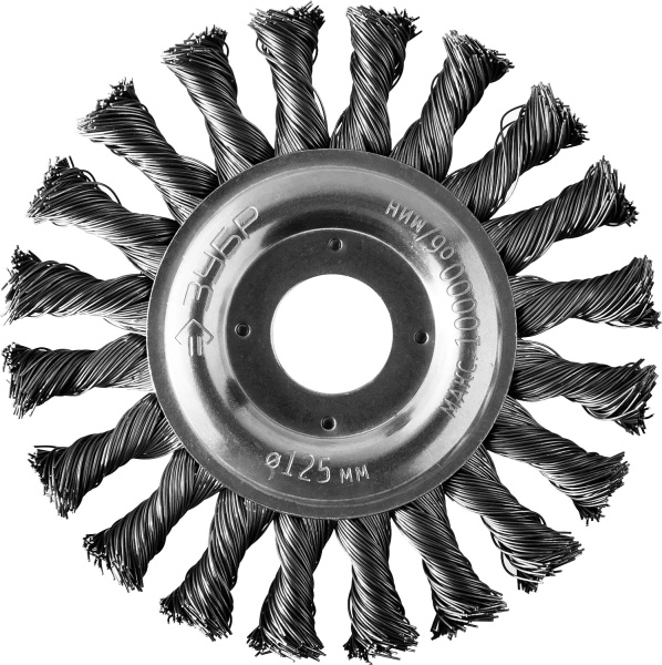 Профессионал. Щетка дисковая для УШМ, плетеные пучки стальной проволоки 0,5мм, 125х22мм ЗУБР