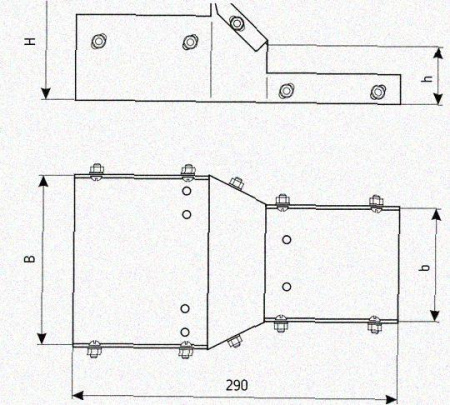 Лоток переходной замковый ЛПЗ 150х100-100х50 УХЛ1, горячее цинкование S1,5