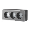 Розетка тройная с заземлением и шторками (графит рифленый) Gallant ОУ IP20 Werkel