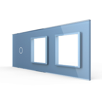Панель для сенсорного выключателя и двух розеток, 1 клавиша, цвет синий, стекло Livolo