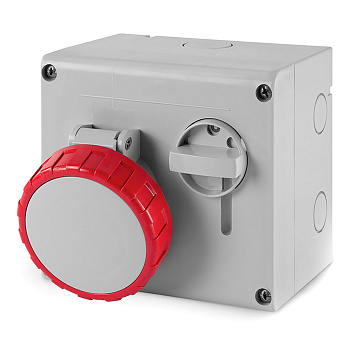 Розетка настенная с механической блокировкой и верхним расположением разъема IP67 32А 3P+E 400В DKC
