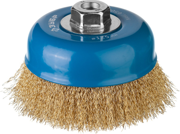 Профессионал. Щетка чашечная для УШМ, витая латунированная стальная проволока 0,3мм, 125ммхМ14 ЗУБР