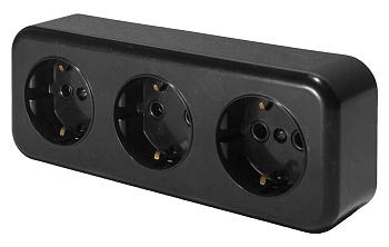 Розетка 3-местная с/з STEKKER, PST16-51-20 (RA 16-343-Ч), пластик АВС, 250В, 16А, IP20, черный Розетка 3-местная с/з STEKKER, PST16-51-20 (RA 16-343-Ч), пластик АВС, 250В, 16А, IP20, черный