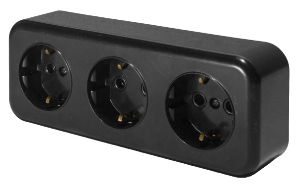 Розетка 3-местная с/з STEKKER, PST16-51-20 (RA 16-343-Ч), пластик АВС, 250В, 16А, IP20, черный Розетка 3-местная с/з STEKKER, PST16-51-20 (RA 16-343-Ч), пластик АВС, 250В, 16А, IP20, черный