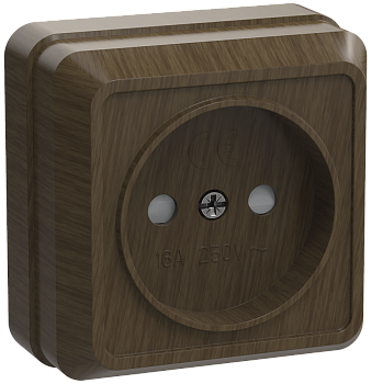 Розетка 1-местная ОУ РСш20-2-ОД без з/з с защитной шторкой 10А ОКТАВА дуб IEK