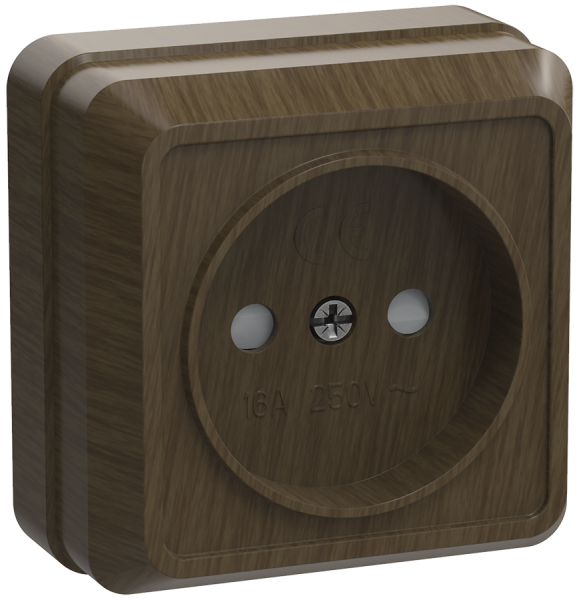 Розетка 1-местная ОУ РСш20-2-ОД без з/з с защитной шторкой 10А ОКТАВА дуб IEK