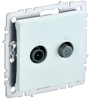 BRITE Розетка двойная TV+SAT РТВ/РСп12-БрЖ жемчуг IEK