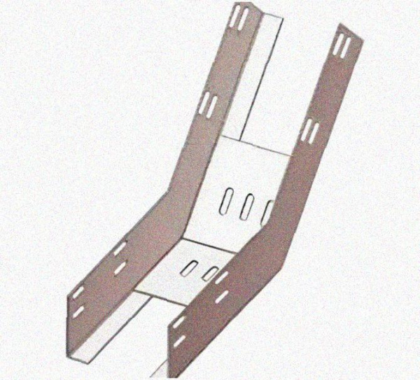 Лоток перфорированный КП 250х65-45 УТ1,5 для поворота трассы вверх на 45, оцинкованный лист S1,5