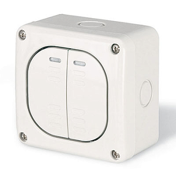 Переключатель однополюсный, двухклавишный, настенный DKC