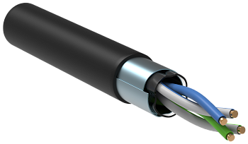 Кабель витая пара F/UTP кат.5E 100МГц 2 пары LDPE OUTDOOR 1м черный GENERICA