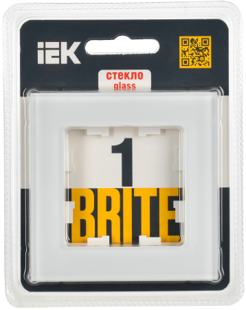 BRITE Рамка 1-мест. РУ-1-2-Бр стекло бел. матовый IEK